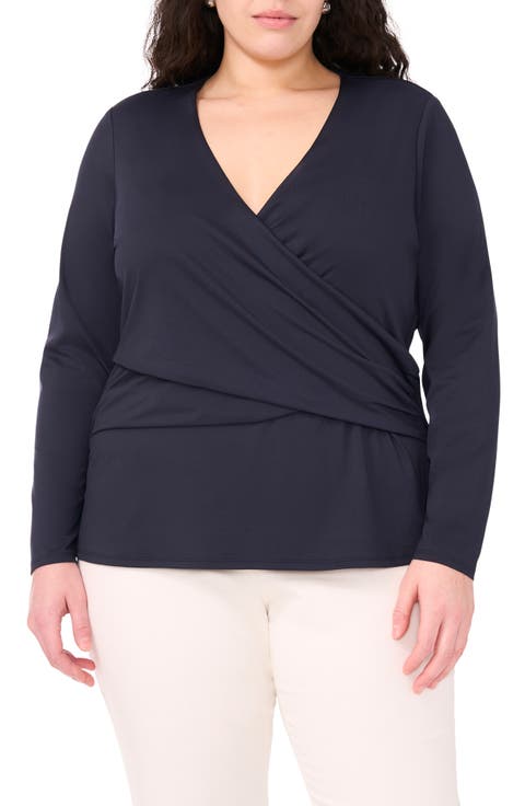 Long Sleeve Wrap Top (Plus)