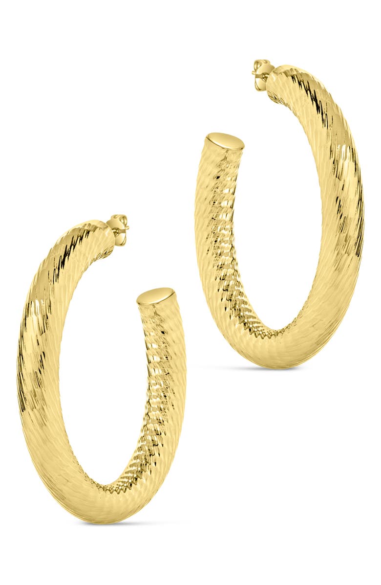 Sterling Forever Alayna Textured Hoop Earrings, Alternate, color, Gold