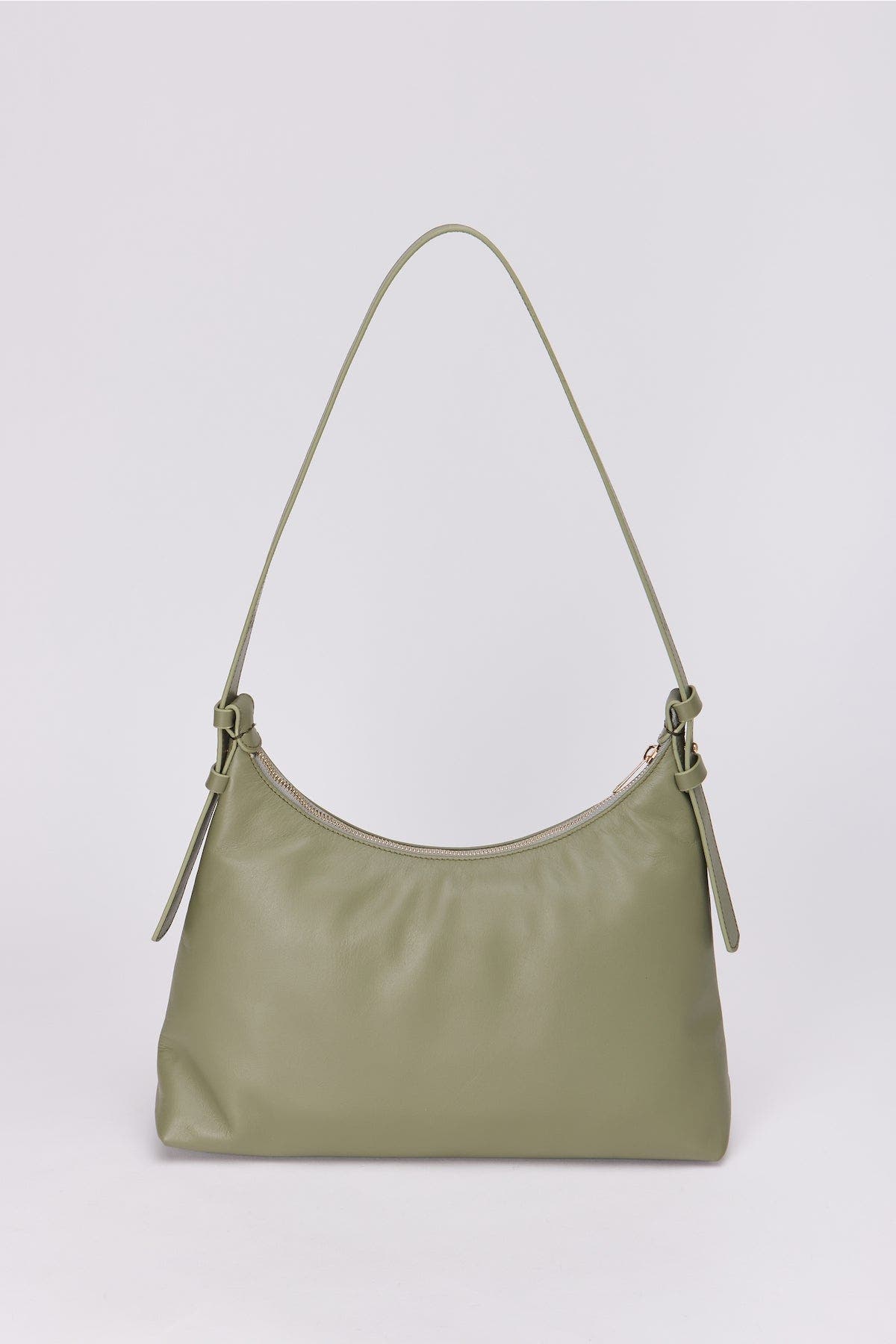 Elena Hobo Bassepi Leather Shoulder Bag, Alternate, color, Olive Green