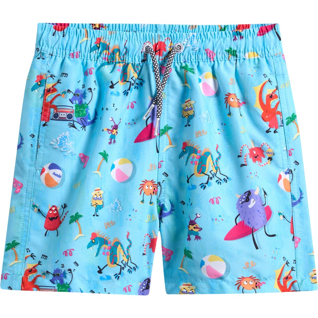 Boardies Kids' Beach Print Swim Trunks In Blue