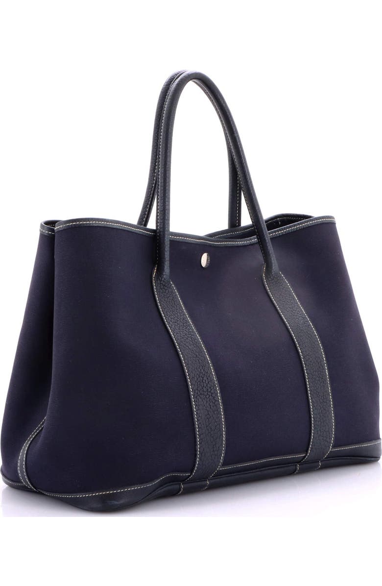 Pre-Owned Hermes Garden Party Tote Toile and Leather 36, Alternate, color, Bleu Marine