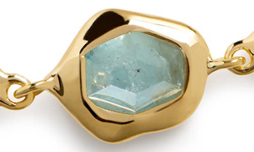 Monica Vinader Gold Odyssey Gemstone Pebbled Chain Bracelet Aquamarine In Gold