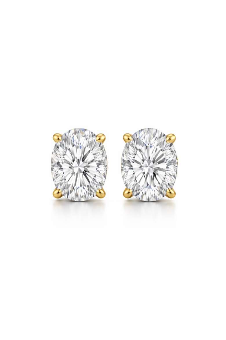 Elena Oval Moissanite Vermeil Stud Earrings, Main, color, Gold