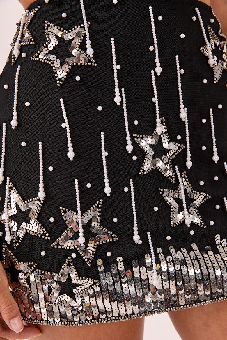 Star Sequin Mini Skirt, Alternate, color, Black