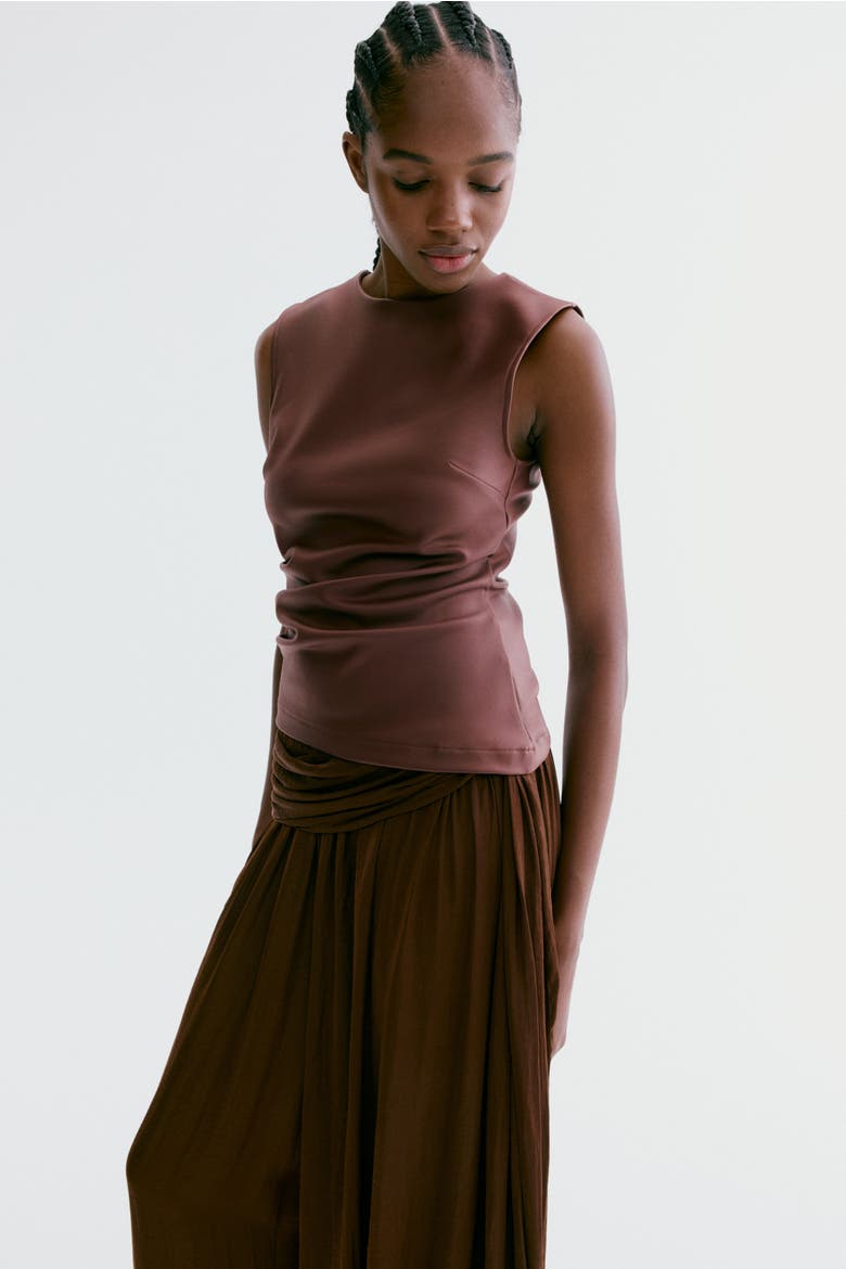 Coated Jersey Top, Alternate, color, Dark brown