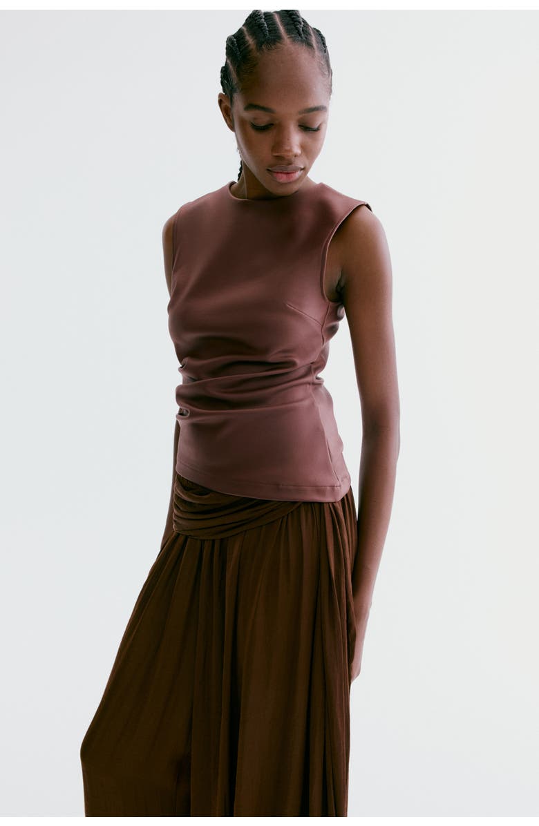 H&M Coated Jersey Top, Alternate, color, Dark Brown