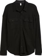 BP. Oversize Thermal Knit Button-Up Shirt