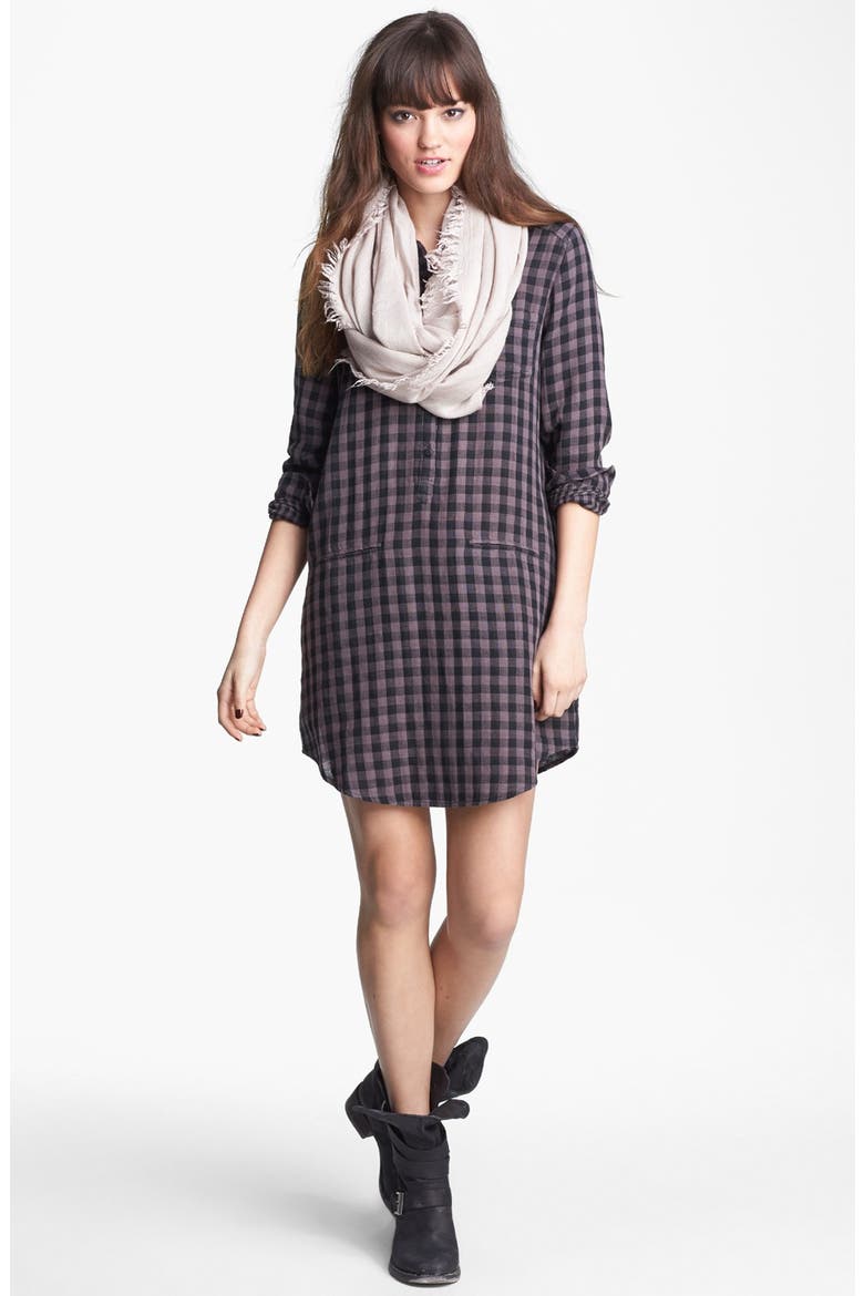 Plaid Shirtdress, Alternate, color, PLAID GREY- RABBIT