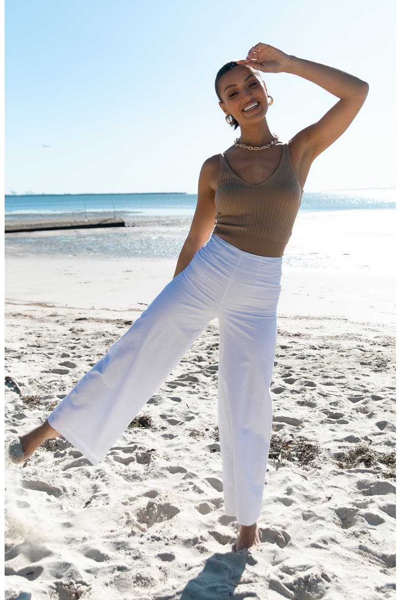 Gemma V-Neck Rib Sweater Tank, Alternate, color, CAMEL