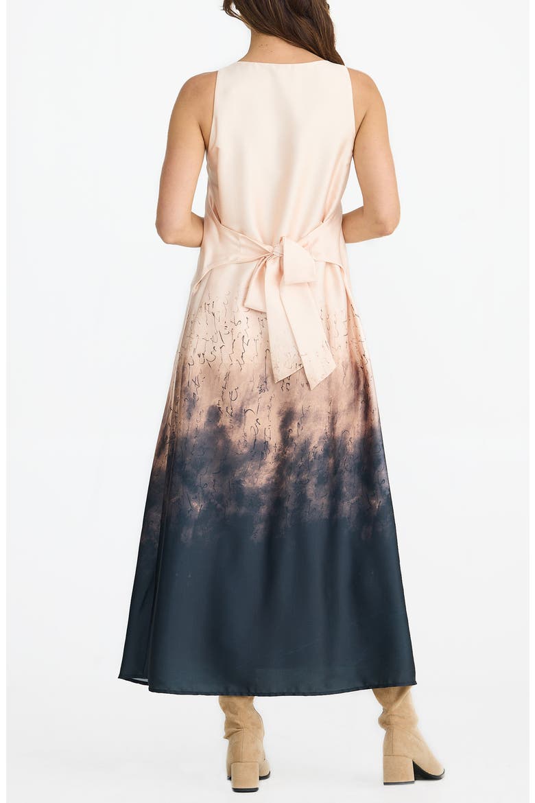 Audrey Print Sleeveless Satin Maxi Dress, Alternate, color, CALLIGRAPHY