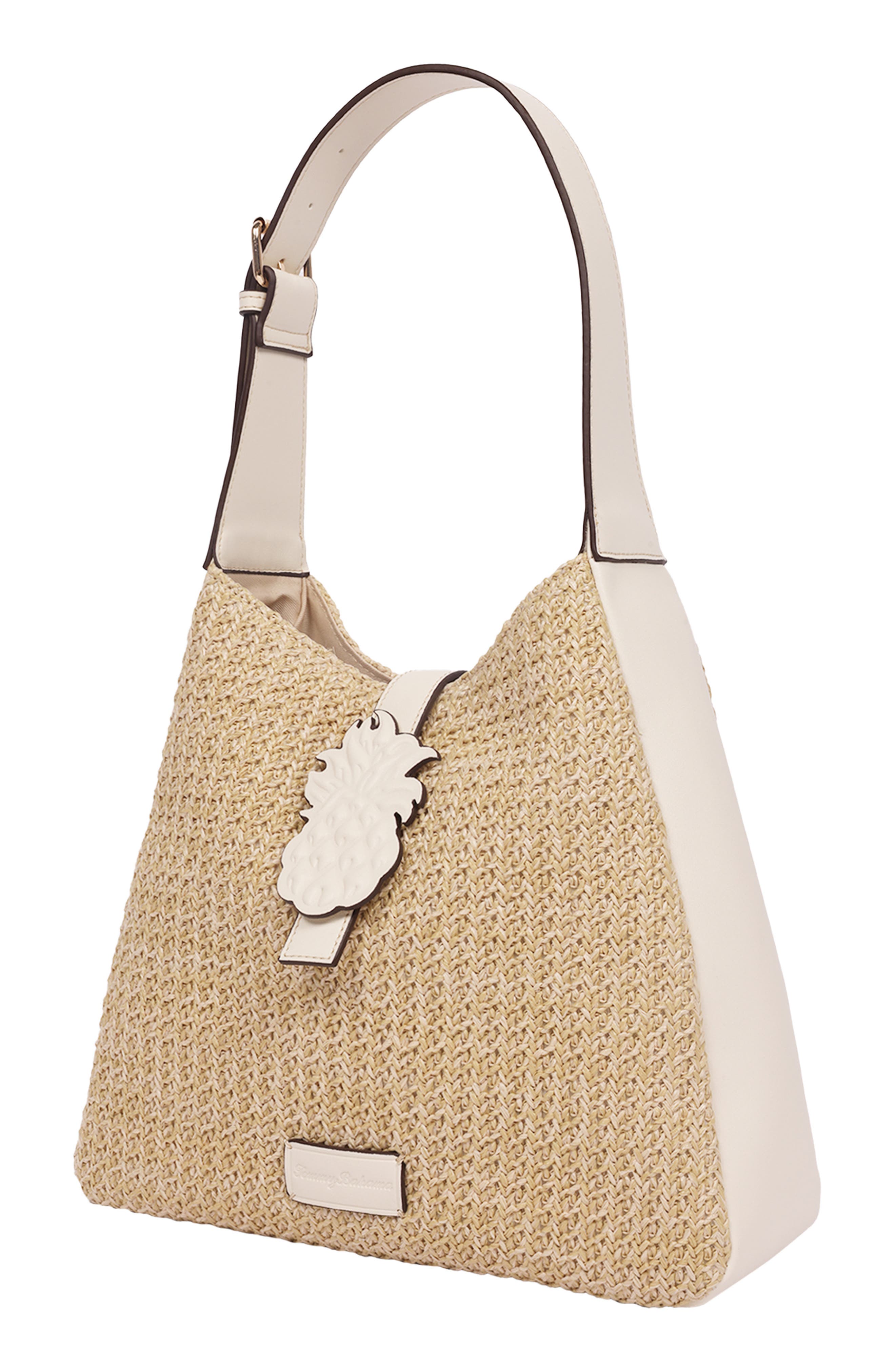 Tommy Bahama Logo Tab Raffia Shoulder Bag, Alternate, color, Cream
