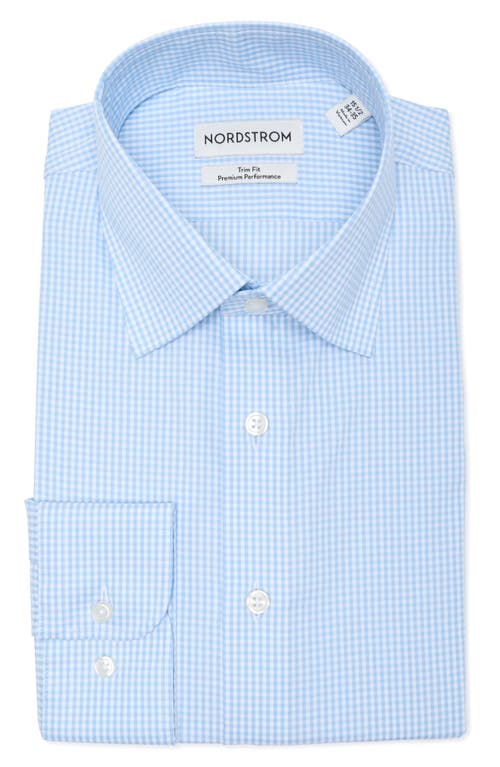 Nordstrom Trim Fit Gingham Premium Performance Dress Shirt In Blue Gingham Check