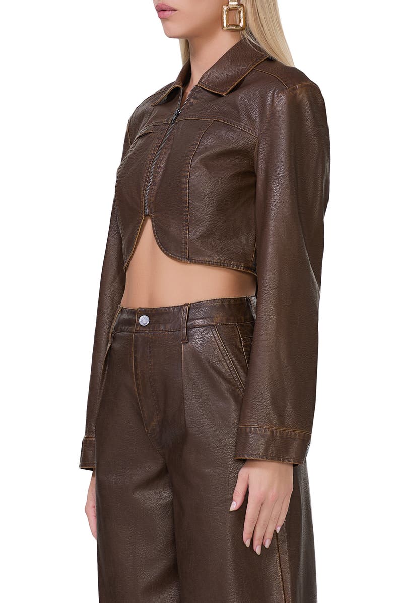 AFRM Hallie Crop Faux Leather Jacket, Alternate, color, 