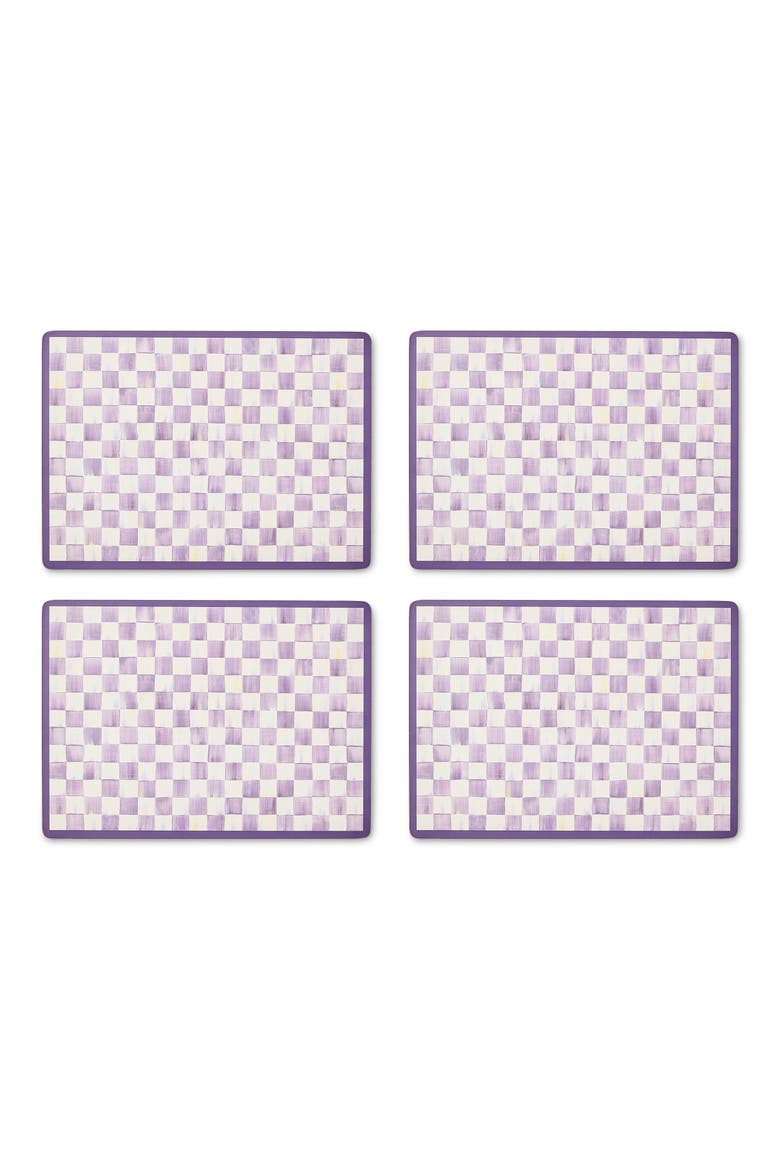 Set of 4 Violet Check Cork Back Placemats, Main, color, VIOLET