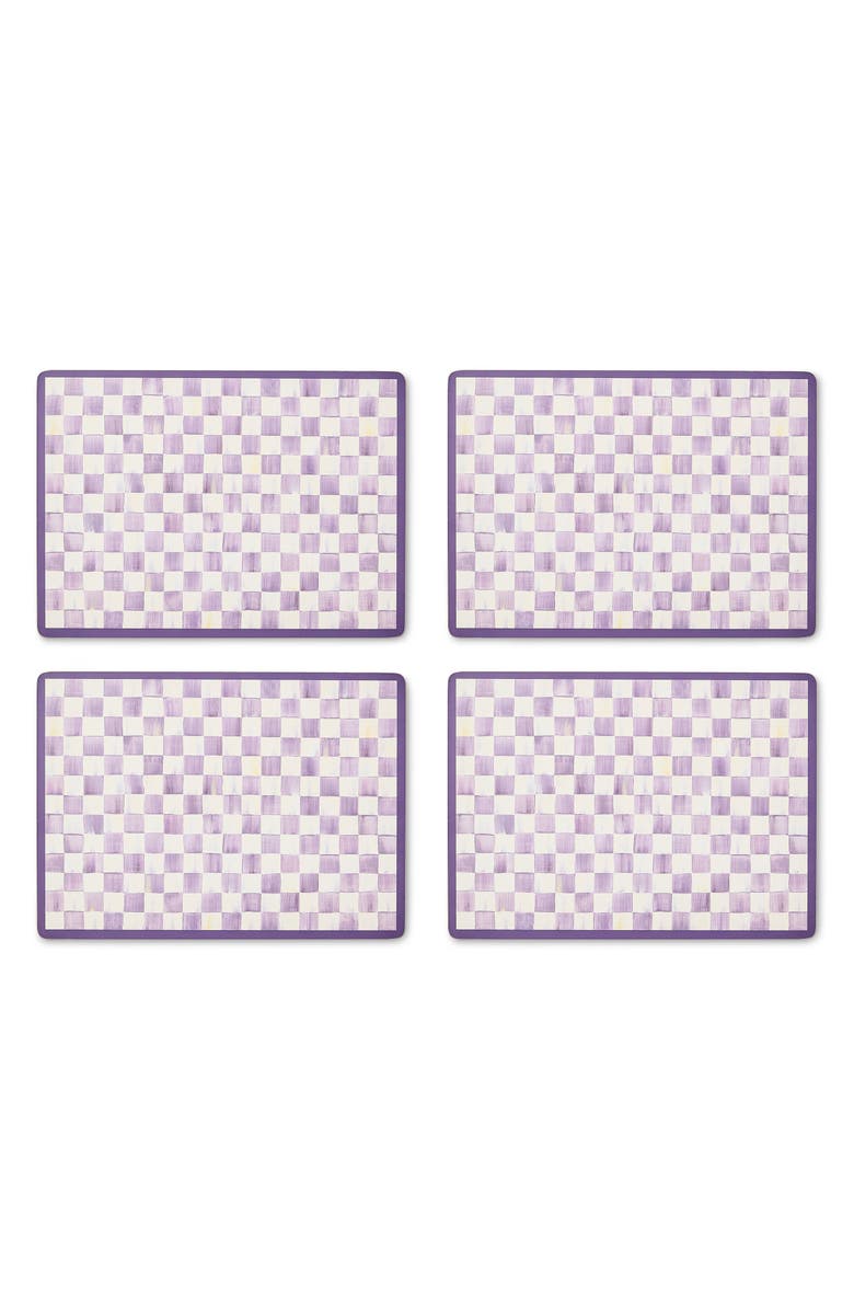 MACKENZIE CHILDS Set of 4 Violet Check Cork Back Placemats, Main, color, Violet