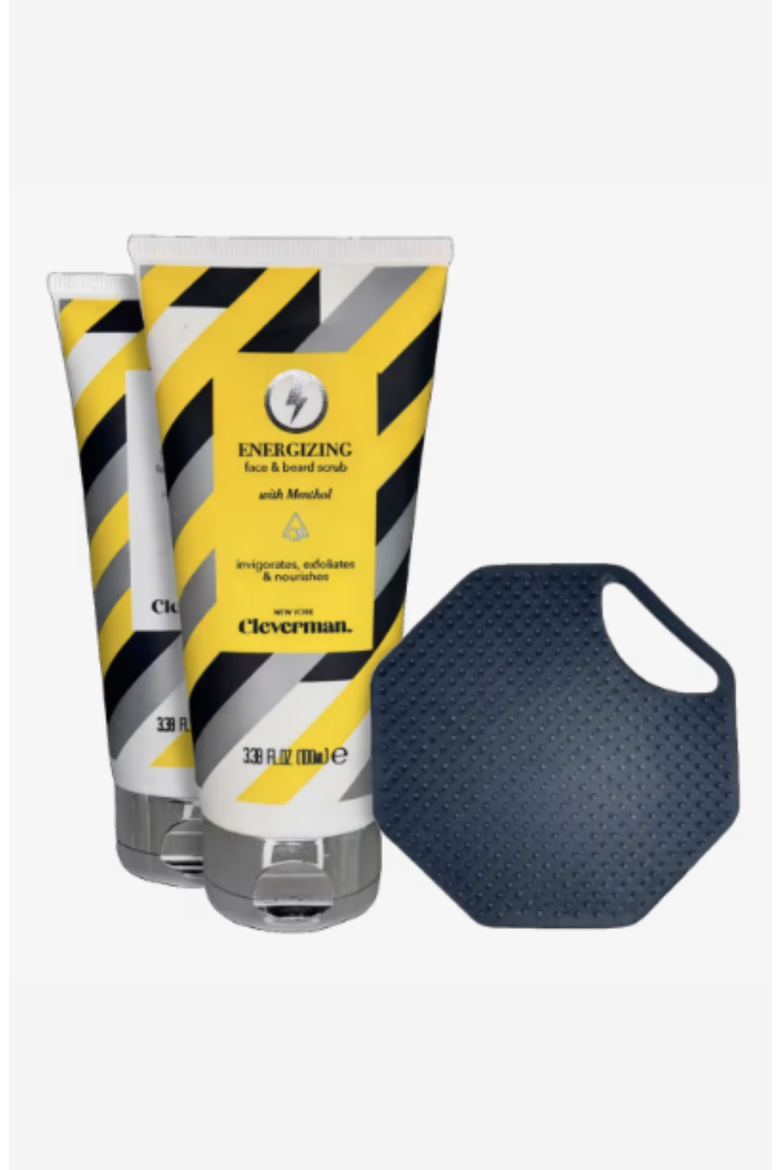 Men's Energizing & Sensitive Face & Beard Scrub Set and Free Silicone Face Scrubber, Main, color, n/a