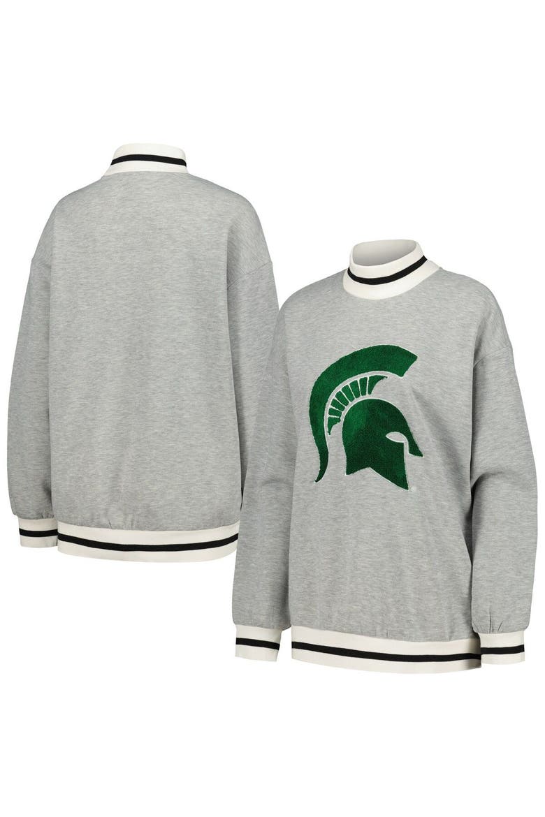 Women's Gameday Couture Ash Michigan State Spartans In It To Win It Sporty Mock Neck Pullover Sweatshirt, Main, color, Ash
