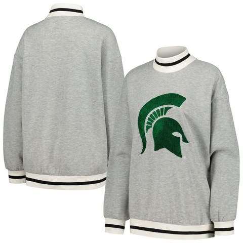 Women's Gameday Couture Ash Michigan State Spartans In It To Win It Sporty Mock Neck Pullover Sweatshirt