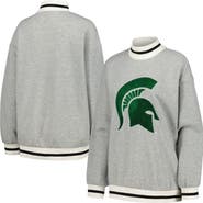 GAMEDAY COUTURE Women's Gameday Couture Ash Michigan State Spartans In It To Win It Sporty Mock Neck Pullover Sweatshirt