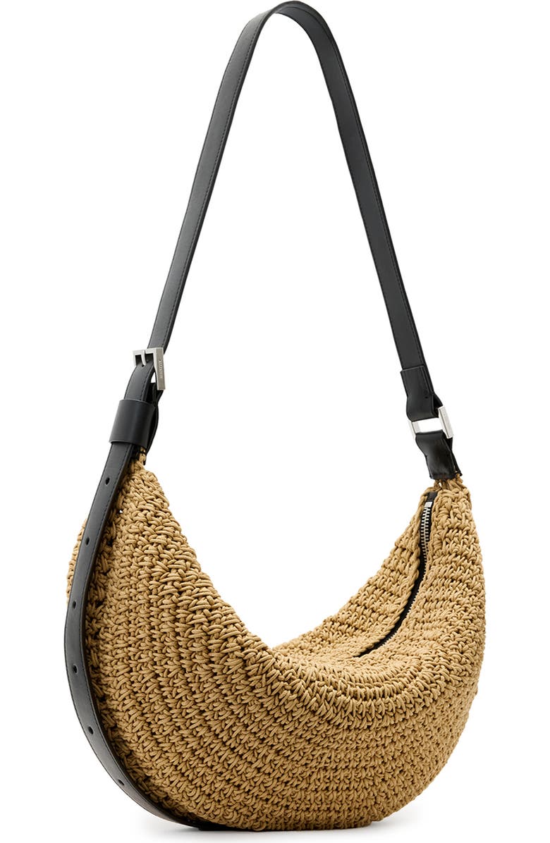 AllSaints Half Moon Knot Shoulder Bag, Alternate, color,