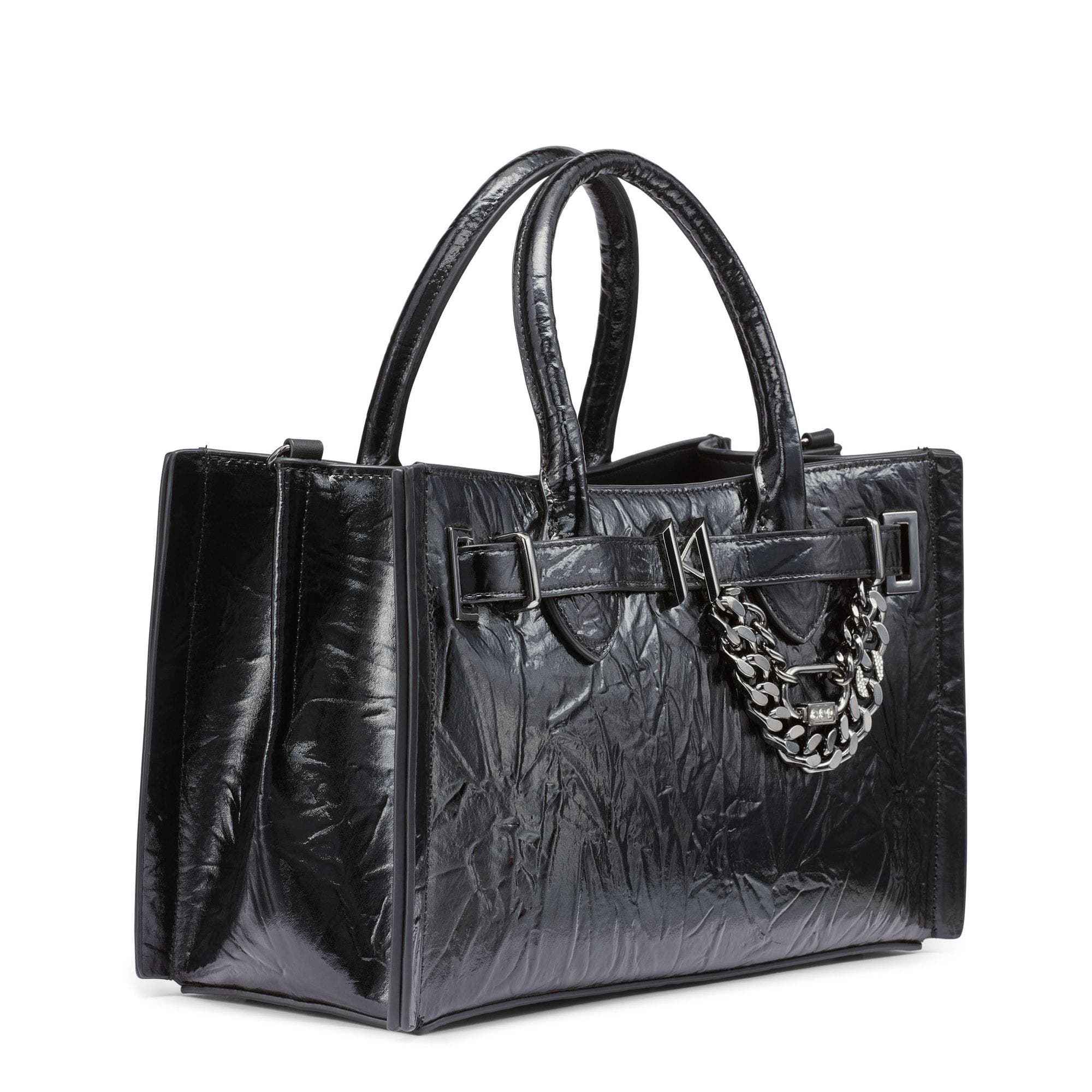 Cerise Leather Satchel, Alternate, color, Black/Gunmetal