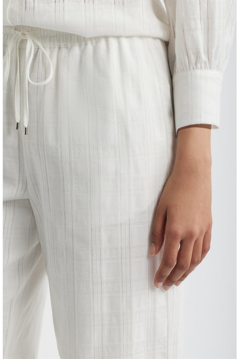 Embroidered Stripe Cotton Drawstring Pants, Alternate, color, BRIGHT WHITE