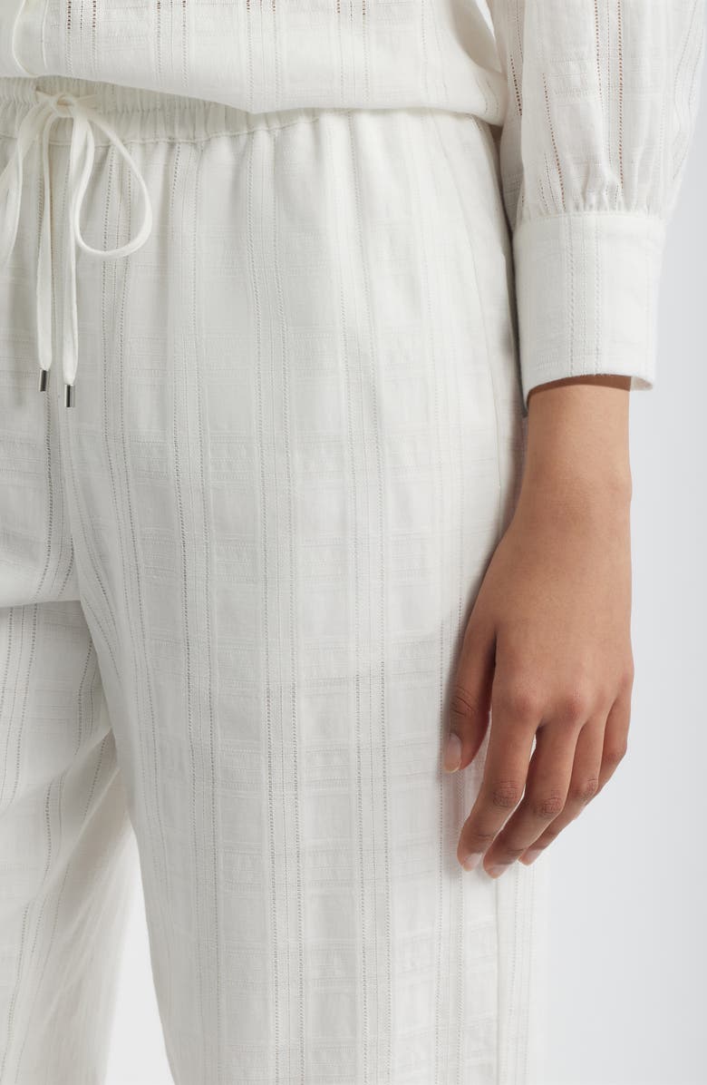 Bernardo Embroidered Stripe Cotton Drawstring Pants, Alternate, color, Bright White