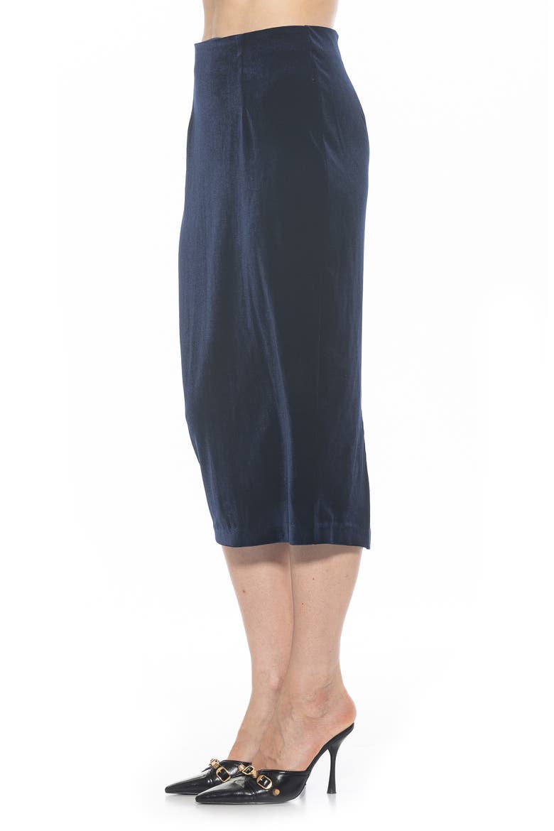 Jayden Velvet Midi Skirt, Alternate, color, NAVY