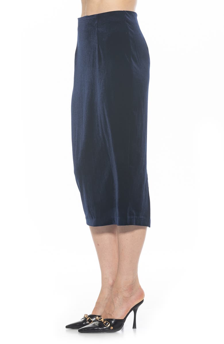 Alexia Admor Jayden Velvet Midi Skirt, Alternate, color, Navy