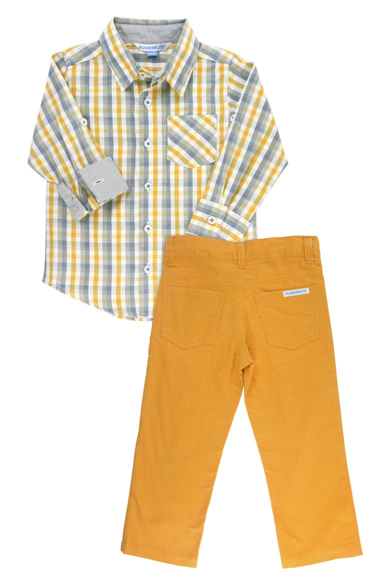 Plaid Shirt & Pants Set, Alternate, color, YELLOW
