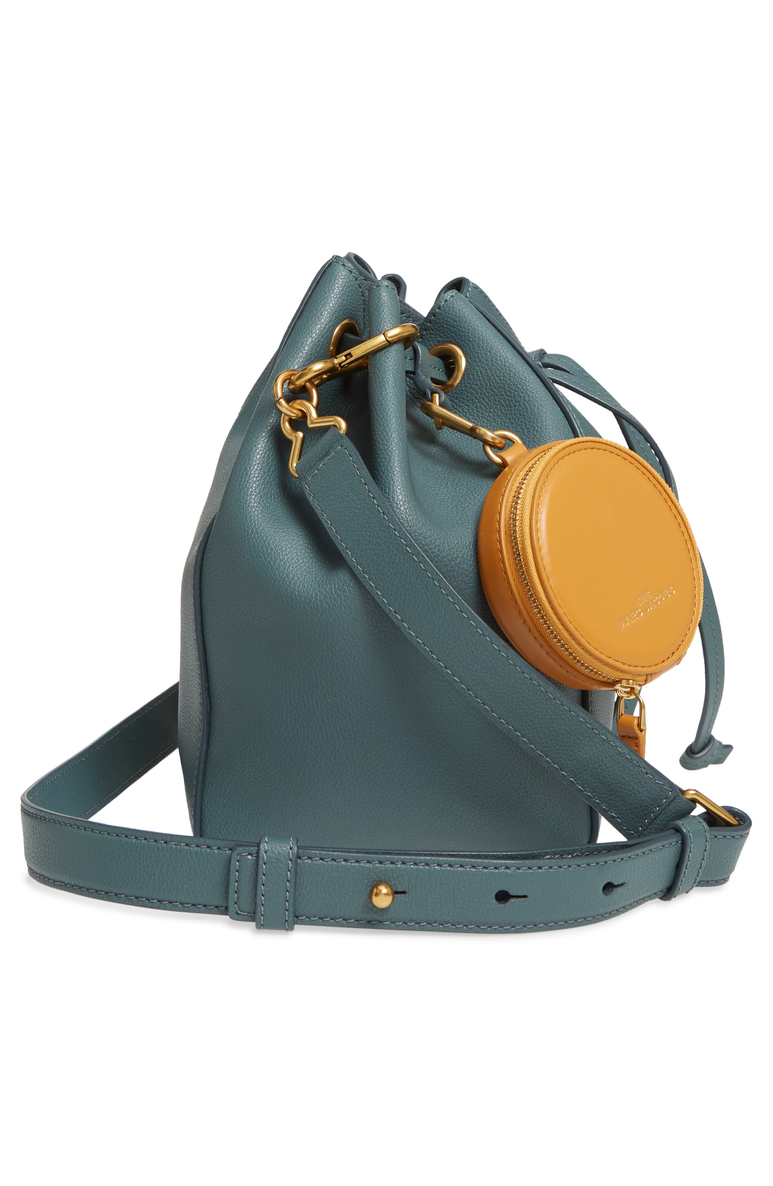 The Marc Jacobs The Bucket Bag Leather Crossbody Bag, Alternate, color, ARMORY BLUE