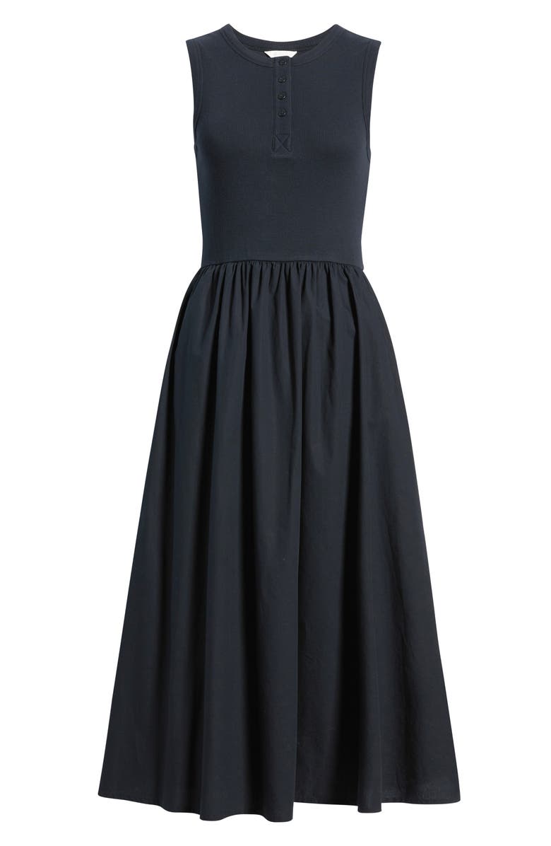 Caslon<sup>®</sup> Sleeveless Mixed Media Midi Dress, Alternate, color, Black