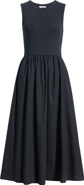 Caslon® Sleeveless Mixed Media Midi Dress