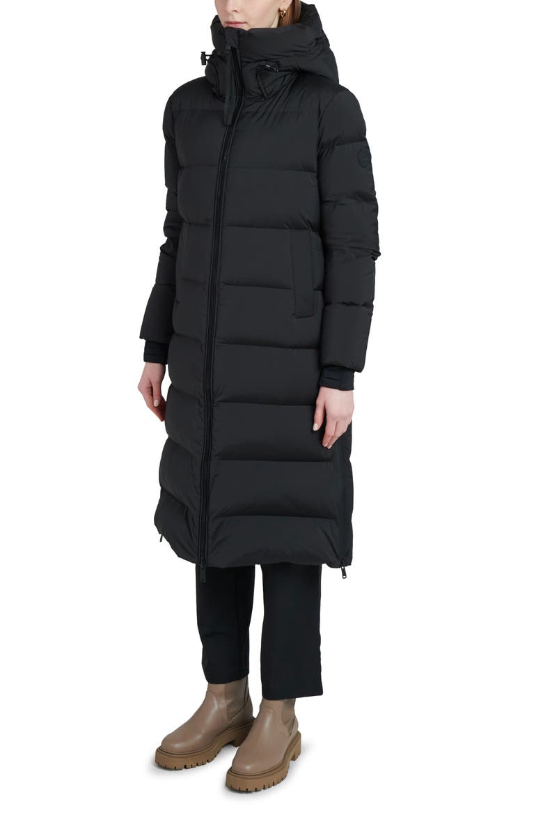 Water Resistant Hooded Down Coat, Alternate, color, BLACK