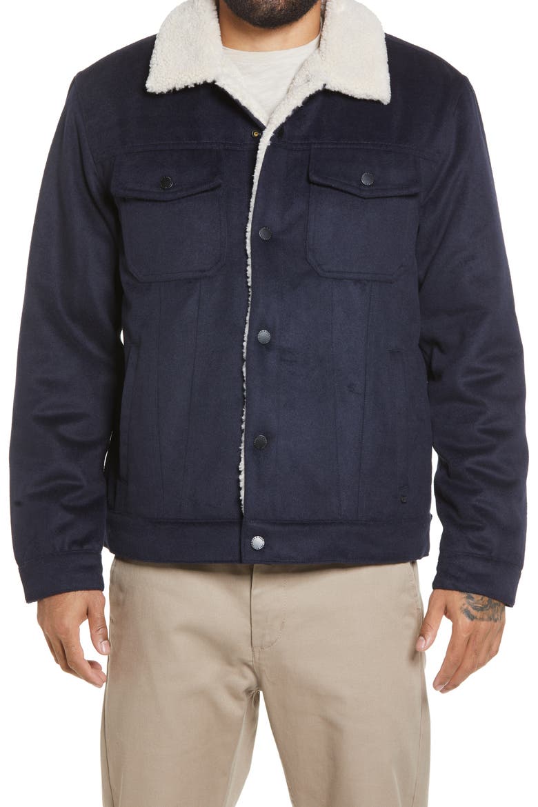 Fleece Lined Wool Blend Trucker Jacket, Alternate, color, NIGHTDNUQ