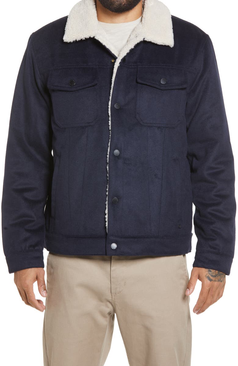 Scotch & Soda Fleece Lined Wool Blend Trucker Jacket, Alternate, color,
