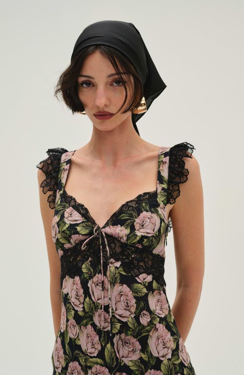 For Love & Lemons Fallen Rose Maxi Dress In Black In Black