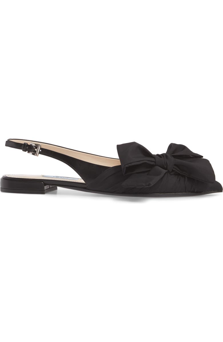 Prada Bow Pointy Toe Bow Flat, Alternate, color,