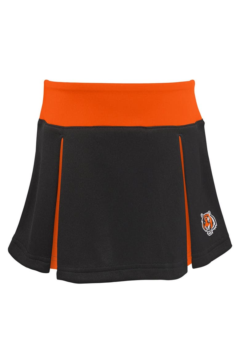 Girls Toddler Black Cincinnati Bengals Spirit Cheer Two-Piece Cheerleader Set with Bloomers, Alternate, color, Black
