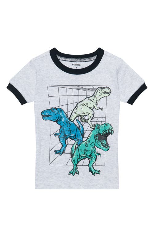 Pl Baby By Petit Lem Kids' 3-piece Pajamas In Light Heather Grey Dino