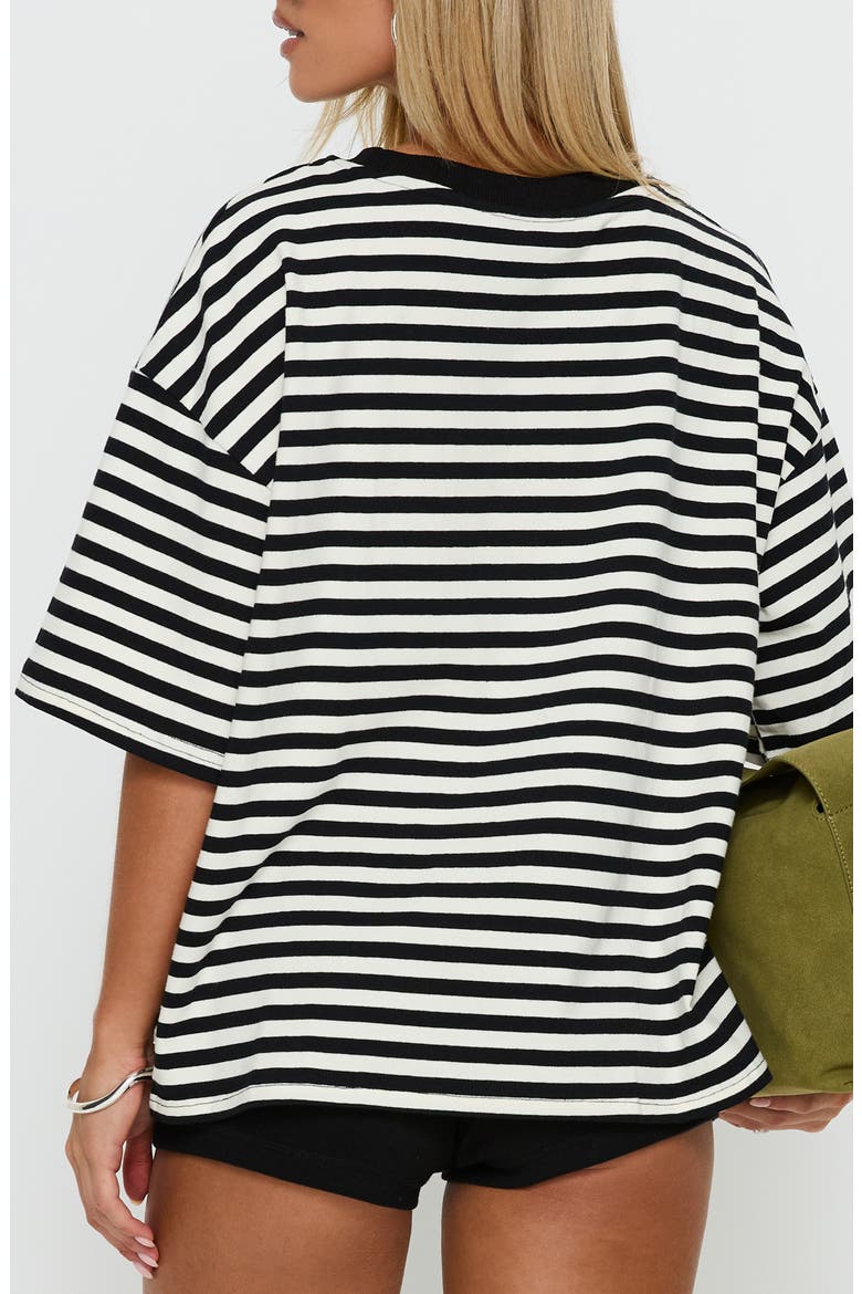 Settle Down Stripe Oversize T-Shirt, Alternate, color, BLACK / WHITE STRIPE