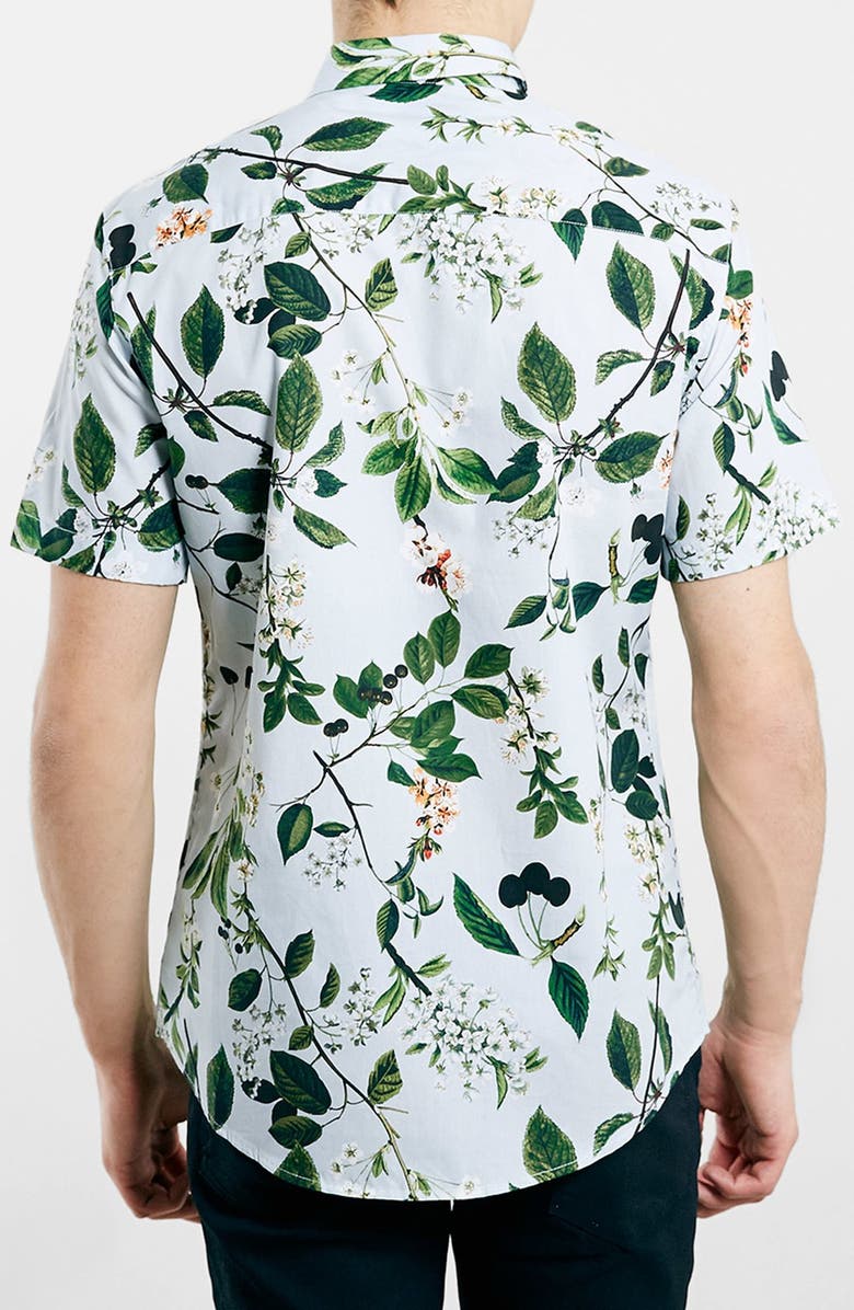 Topman Slim Fit Short Sleeve Floral Print Shirt, Alternate, color,