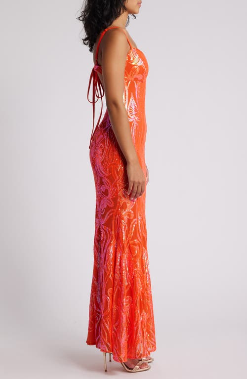 Morgan & Co. Sequin Gown In Orangina