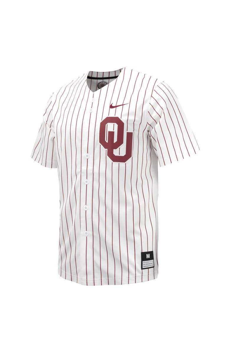 Nike Men's Nike White Oklahoma Sooners Pinstripe Replica Full-Button Baseball Jersey, Alternate, color,