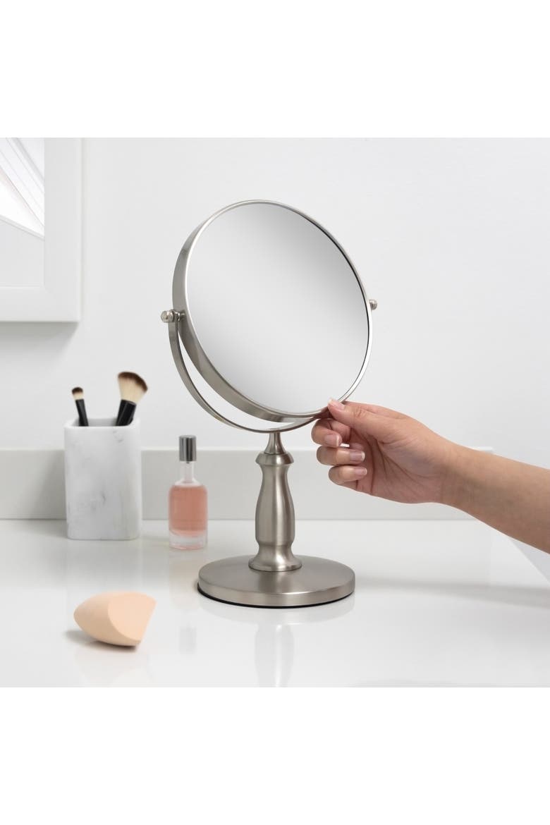 Makeup Mirror with 8X/1X Magnifications, Alternate, color, Satin Nickel