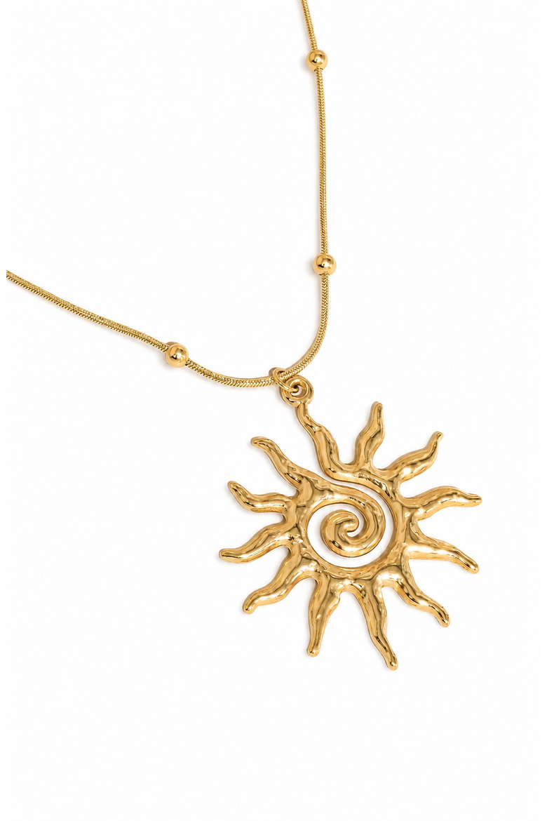 Vortex Sun Pendant Necklace, Alternate, color, Gold