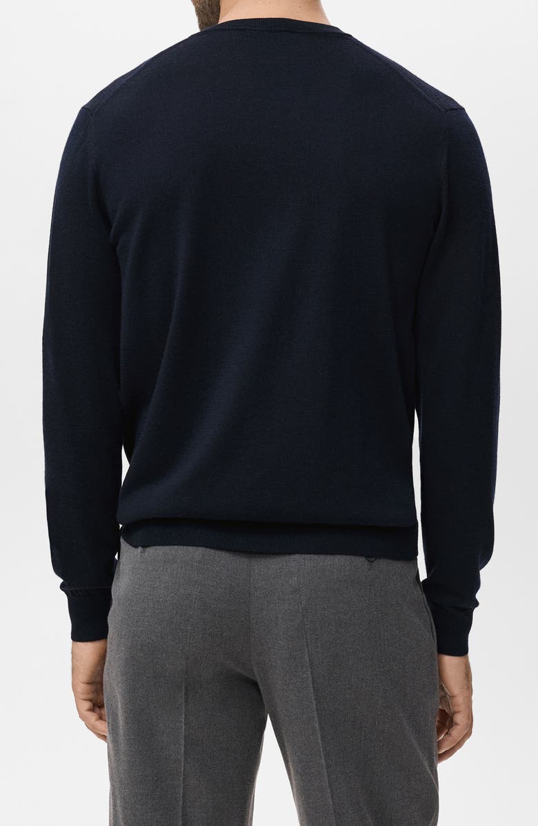 MANGO Solid Wool V-Neck Sweater, Alternate, color, Navy