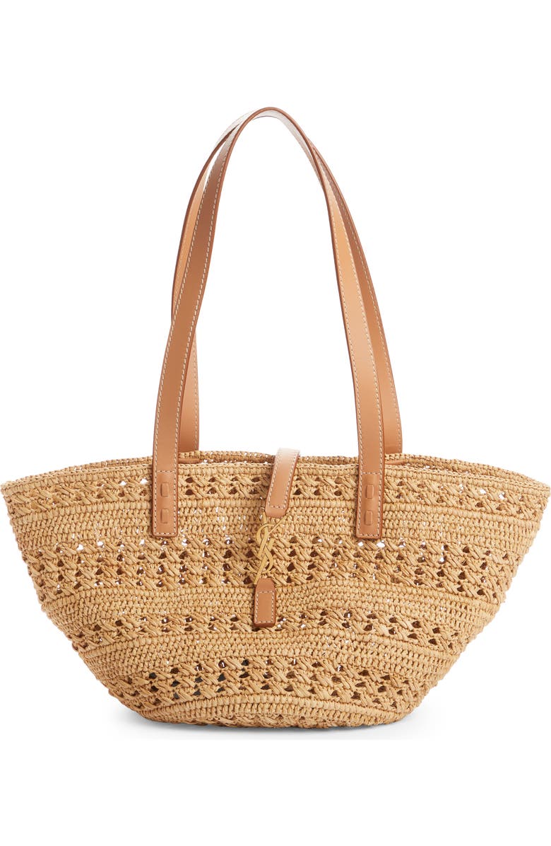 Saint Laurent Small Panier Woven Straw Tote, Main, color,