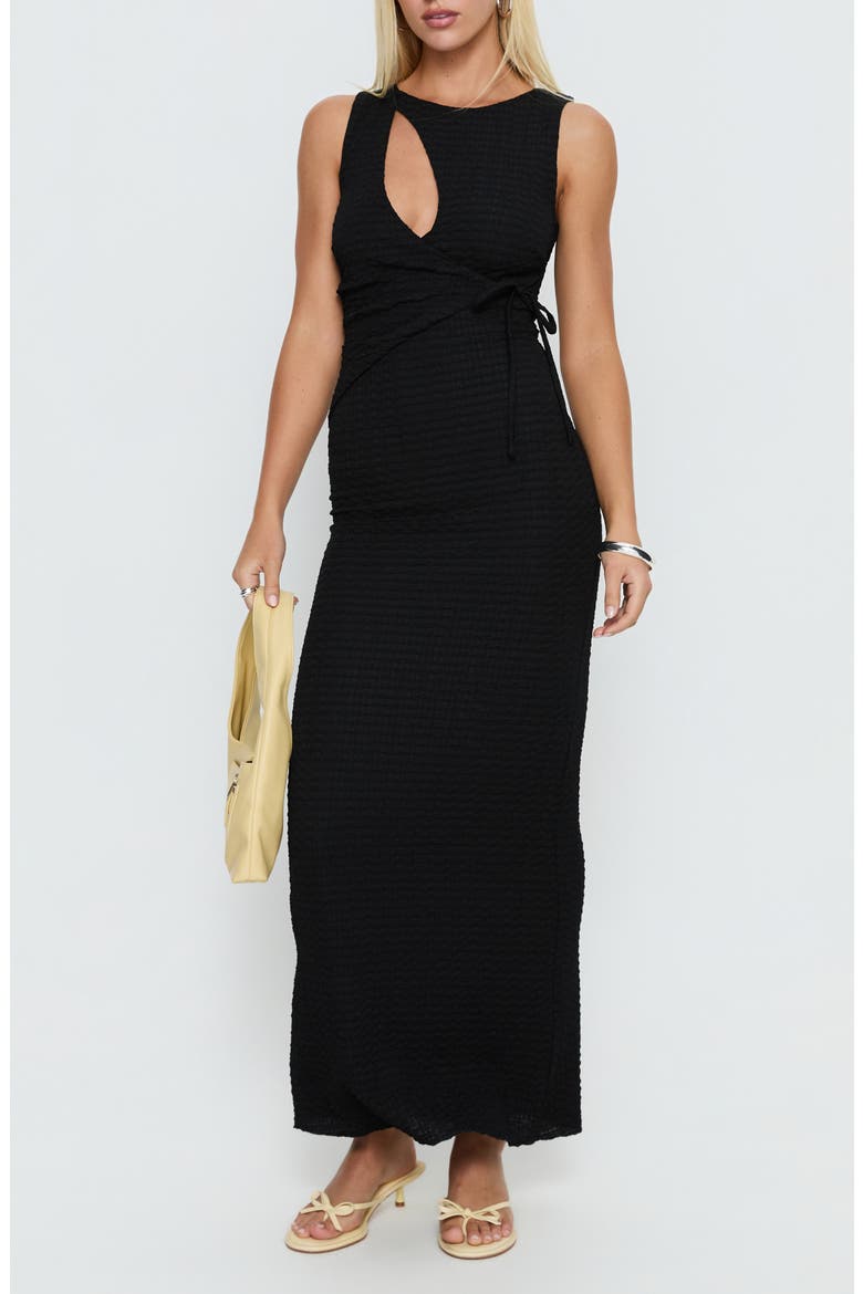 Cymone Texture Cutout Sleeveless Maxi Dress, Main, color, BLACK