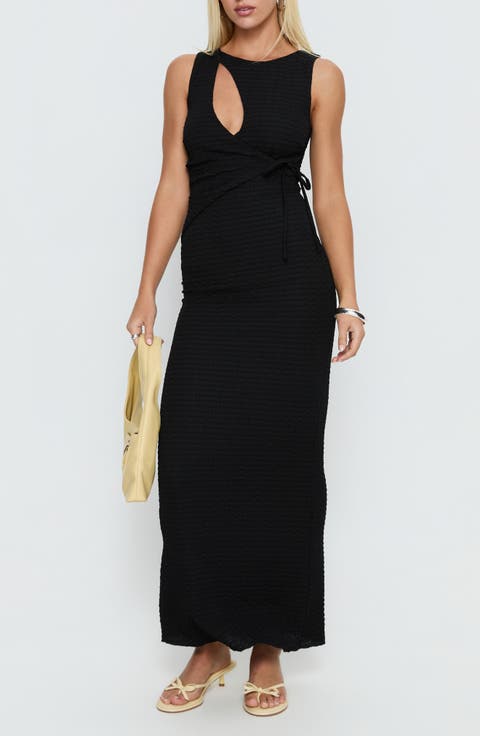 Cymone Texture Cutout Sleeveless Maxi Dress